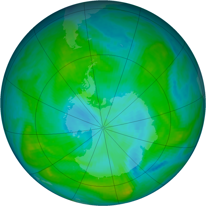 Antarctic ozone map for 07 February 1981